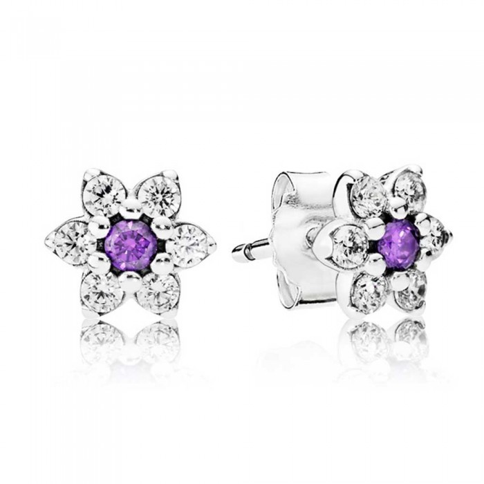 Pandora Earring-Forget Me Not Floral Stud-CZ Outlet