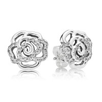 Pandora Earring-Rose Floral Stud-Cubic Zirconia Outlet Pandora Earring-Rose Floral Stud-Cubic Zirconia Outlet