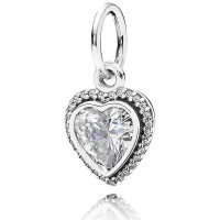 Pandora Necklace-Love Heart Pendant-Pave CZ-925 Silver Outlet Pandora Necklace-Love Heart Pendant-Pave CZ-925 Silver Outlet