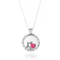 Pandora Necklace-Silver Petite Memories Struck By Love Locket Outlet Pandora Necklace-Silver Petite Memories Struck By Love Locket Outlet