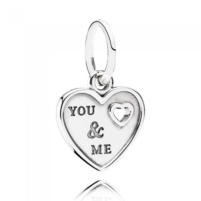 Pandora Necklace-You And Me' Heart Dropper Love Pendant Outlet