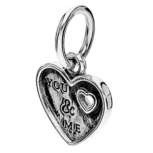 Pandora Necklace-You And Me' Heart Dropper Love Pendant Outlet