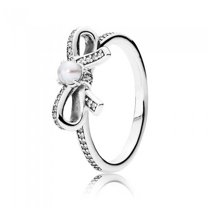 Pandora Ring-Delicate Sentiments Pearl Bow Bows Outlet