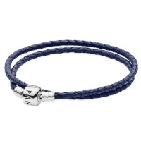 Pandora Bracelet-And Dark Blue Double-Leather Outlet Pandora Bracelet-And Dark Blue Double-Leather Outlet