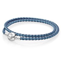 Pandora Bracelet-Blue Mix Double Woven-Leather Outlet Pandora Bracelet-Blue Mix Double Woven-Leather Outlet