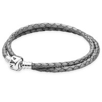 Pandora Bracelet-Grey Double-Leather Outlet Pandora Bracelet-Grey Double-Leather Outlet