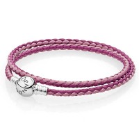 Pandora Bracelet-Pink Mix Double Woven-Leather Outlet Pandora Bracelet-Pink Mix Double Woven-Leather Outlet
