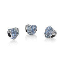 Pandora Charm-Aqua Heart-Aqua-London Blue Crystals-Clear CZ Outlet