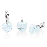 Pandora Charm-Blue Ribbon Heart Dangle-Murano Glass Outlet Pandora Charm-Blue Ribbon Heart Dangle-Murano Glass Outlet