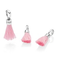 Pandora Charm-Bright Pink Fabric Tassel Dangle Outlet