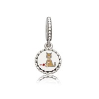 Pandora Charm-Cat Stick Figure Dangle-Mixed Enamel Outlet