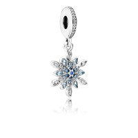 Pandora Charm-Crystalized Snowflake Dangle-Blue Crystals Clear CZ Outlet
