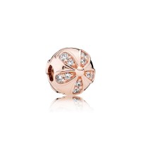 Pandora Charm-Dazzling Daisies Clip-Rose Clear CZ Outlet