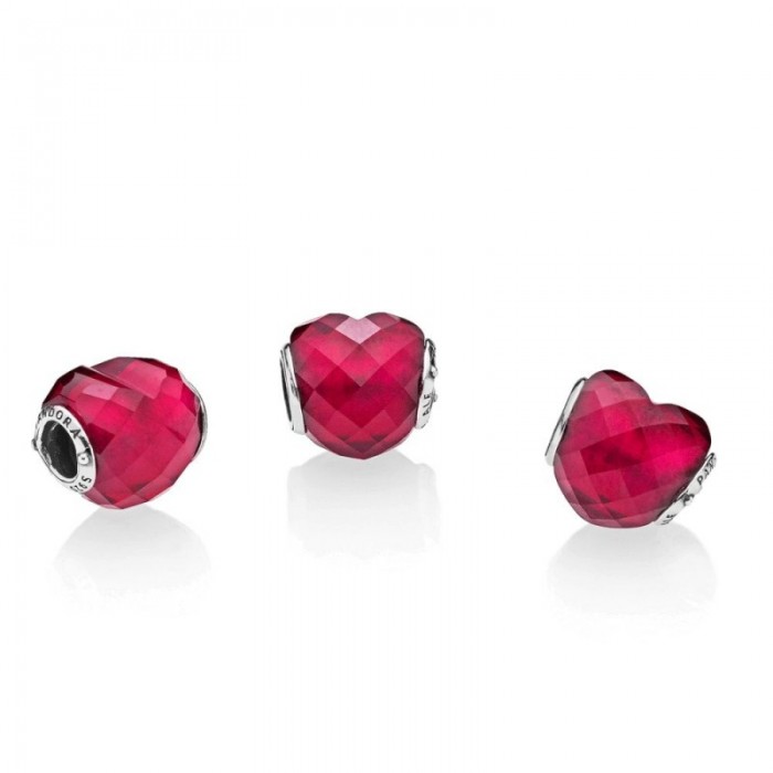 Pandora Charm-Fuchsia Shape Love-Fuchsia RoseCrystal Outlet