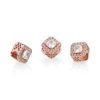 Pandora Charm-Geometric Radiance-Rose-Clear CZ Outlet Pandora Charm-Geometric Radiance-Rose-Clear CZ Outlet