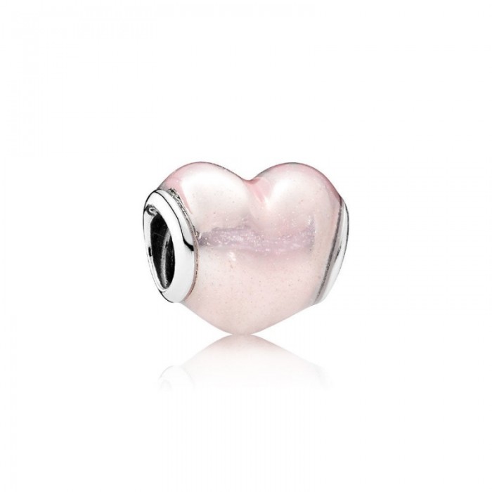 Pandora Charm-Glittering Heart-S t Pink Enamel Outlet