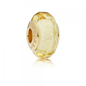 Pandora Charm-Golden Faceted Murano Glass Outlet