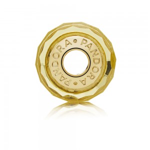 Pandora Charm-Golden Faceted Murano Glass Outlet