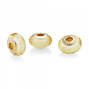 Pandora Charm-Golden Faceted Murano Glass Outlet