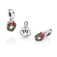 Pandora Charm-Holiday Wreath Dangle-Berry Red Green Enamel Outlet Pandora Charm-Holiday Wreath Dangle-Berry Red Green Enamel Outlet