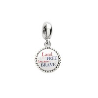 Pandora Charm-Land the Free Because the Brave Dangle-Red-White-Blue Enamel Outlet Pandora Charm-Land the Free Because the Brave Dangle-Red-White-Blue Enamel Outlet