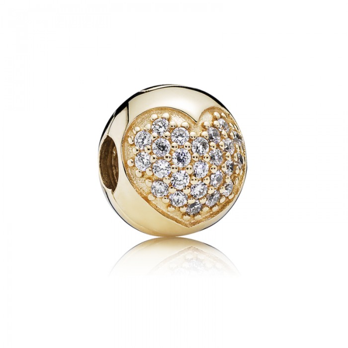 Pandora Charm-Love My Life Clip-Clear CZ 14K Gold Outlet