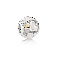Pandora Charm-Luminous Hearts-Mother-Pearl-14K Gold Outlet Pandora Charm-Luminous Hearts-Mother-Pearl-14K Gold Outlet
