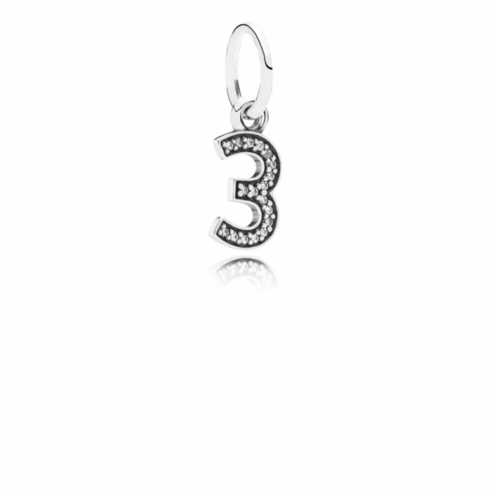Pandora Charm-Number 3 Dangle-Clear CZ Outlet