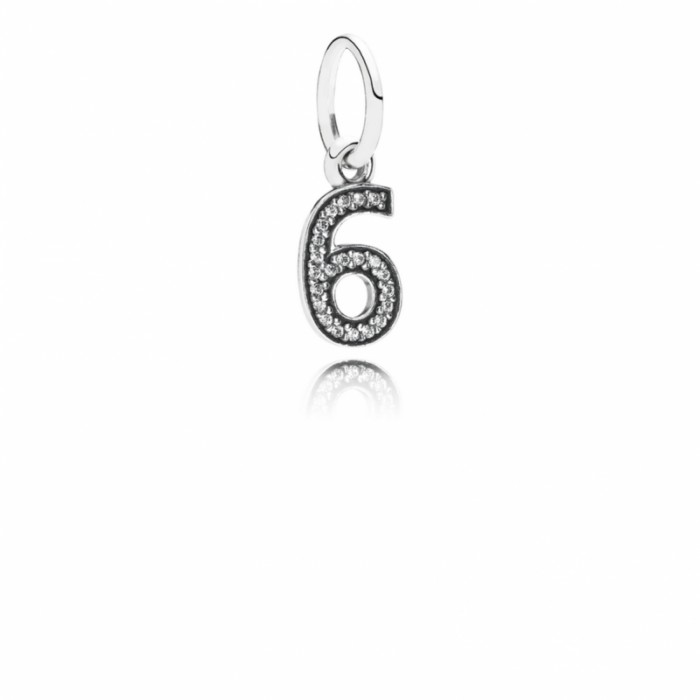 Pandora Charm-Number 6 Dangle-Clear CZ Outlet