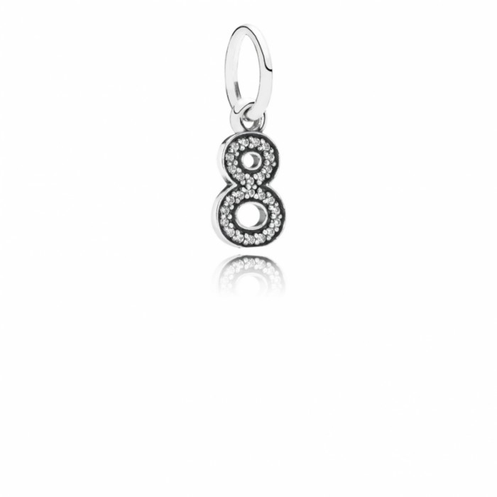 Pandora Charm-Number 8 Dangle-Clear CZ Outlet
