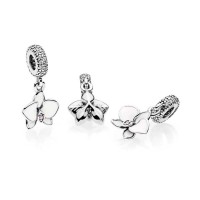 Pandora Charm-Orchid Dangle-White Enamel-Clear Orchid CZ Outlet Pandora Charm-Orchid Dangle-White Enamel-Clear Orchid CZ Outlet
