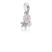 Pandora Charm-Poetic Blooms Dangle-Mixed Enamels Clear CZ Outlet