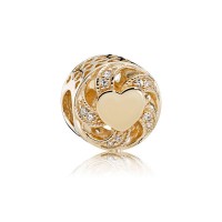 Pandora Charm-Ribbon Heart-14K Gold-Clear CZ Outlet Pandora Charm-Ribbon Heart-14K Gold-Clear CZ Outlet