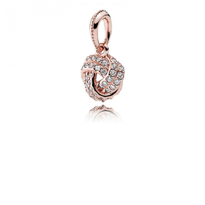 Pandora Charm-Sparkling Love Knot Pendant-Rose-Clear CZ Outlet