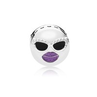 Pandora Charm-Stay Cool-Black Purple Enamel Clear CZ Outlet Pandora Charm-Stay Cool-Black Purple Enamel Clear CZ Outlet
