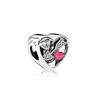 Pandora Charm-Struck By Love-Magenta Enamel Clear CZ Outlet Pandora Charm-Struck By Love-Magenta Enamel Clear CZ Outlet