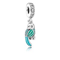 Pandora Charm-Tropical Parrot Dangle-Mixed Enamels-Teal Clear CZ Outlet Pandora Charm-Tropical Parrot Dangle-Mixed Enamels-Teal Clear CZ Outlet