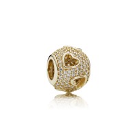 Pandora Charm-Tumbling Hearts-Clear CZ-14K Gold Outlet Pandora Charm-Tumbling Hearts-Clear CZ-14K Gold Outlet