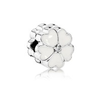 Pandora Charm-White PrimRoseClip-White Enamel Clear CZ Outlet Pandora Charm-White PrimRoseClip-White Enamel Clear CZ Outlet