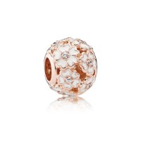 Pandora Charm-White PrimRoseMeadow-Rose White Enamel Clear CZ Outlet Pandora Charm-White PrimRoseMeadow-Rose White Enamel Clear CZ Outlet