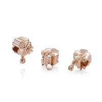 Pandora Charm-Wildflower Meadow-Rose-Blush Pink Crystal Pink Enamel Outlet
