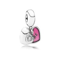 Pandora Charm-You Me-Two-Part Dangle-Clear CZ Fuchsia Enamel Outlet Pandora Charm-You Me-Two-Part Dangle-Clear CZ Fuchsia Enamel Outlet