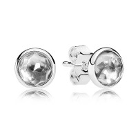Pandora Earring-April Birthstone Rock Crystal Droplet-925 Silver Outlet Pandora Earring-April Birthstone Rock Crystal Droplet-925 Silver Outlet