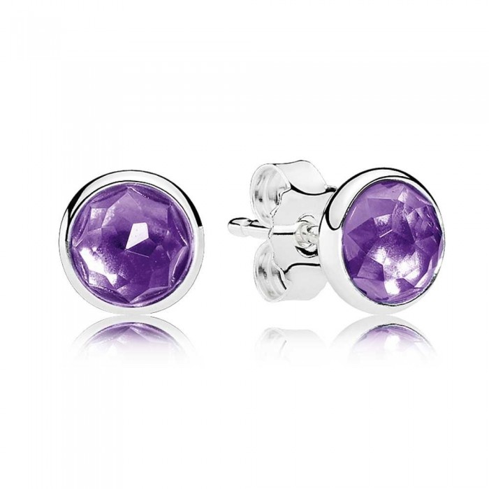 Pandora Earring-February Birthstone Amethyst Droplet Outlet