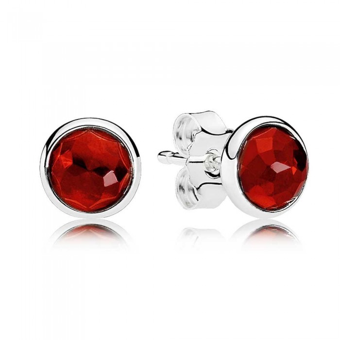 Pandora Earring-July Birthstone Ruby Droplet-925 Silver Outlet