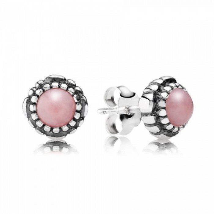 Pandora Earring-October Birthstone Pink Opal Birthstone Stud Outlet