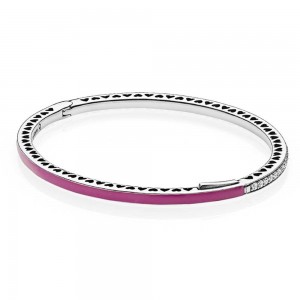 Pandora Bracelet-Cerise Radiant Hearts Of Love Bangle Outlet