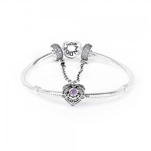 Pandora Bracelet-Opulent Heart Love Complete-CZ-Silver Outlet