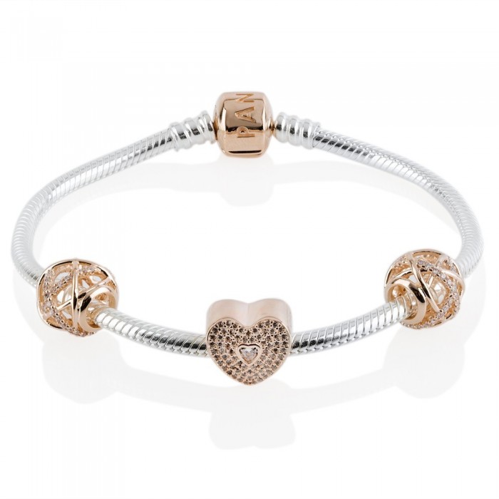Pandora Bracelet-Sweetheart Love Complete-Rose Gold Outlet