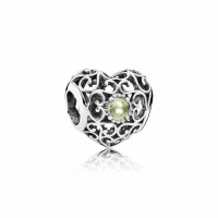 Pandora Charm-August Signature Heart-Peridot Outlet Pandora Charm-August Signature Heart-Peridot Outlet